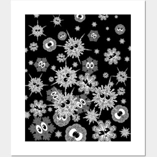 Monochrome snowflakes / Monochrome manga anime snowflakes Posters and Art